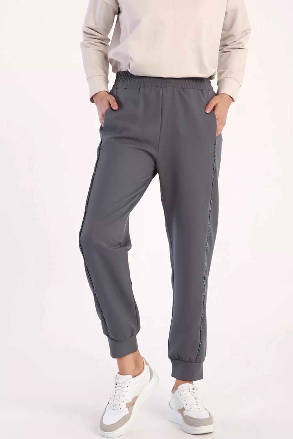 Vêtements hijab GRIS PANTALON TAILLE ÉLASTIQUE 61033