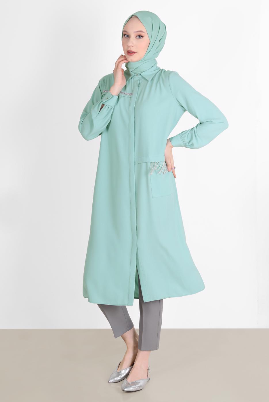 Tesettür giyim GRİ ALVİNA YÜKSEL BEL PANTOLON T 70350