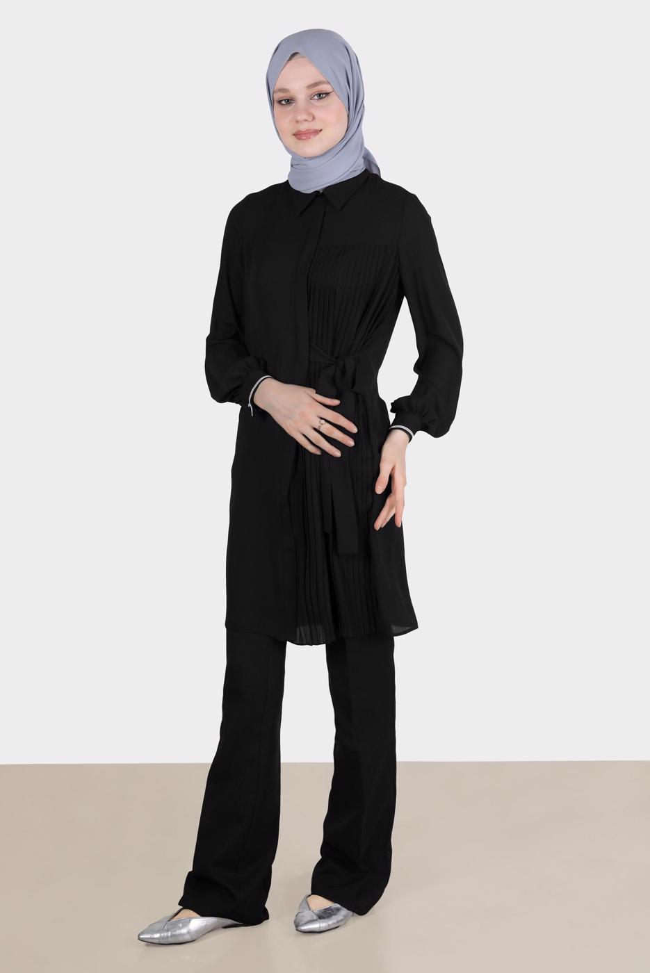 Tesettür giyim SİYAH ALVİNA İSPANYOL PAÇA PANTOLON T 70353