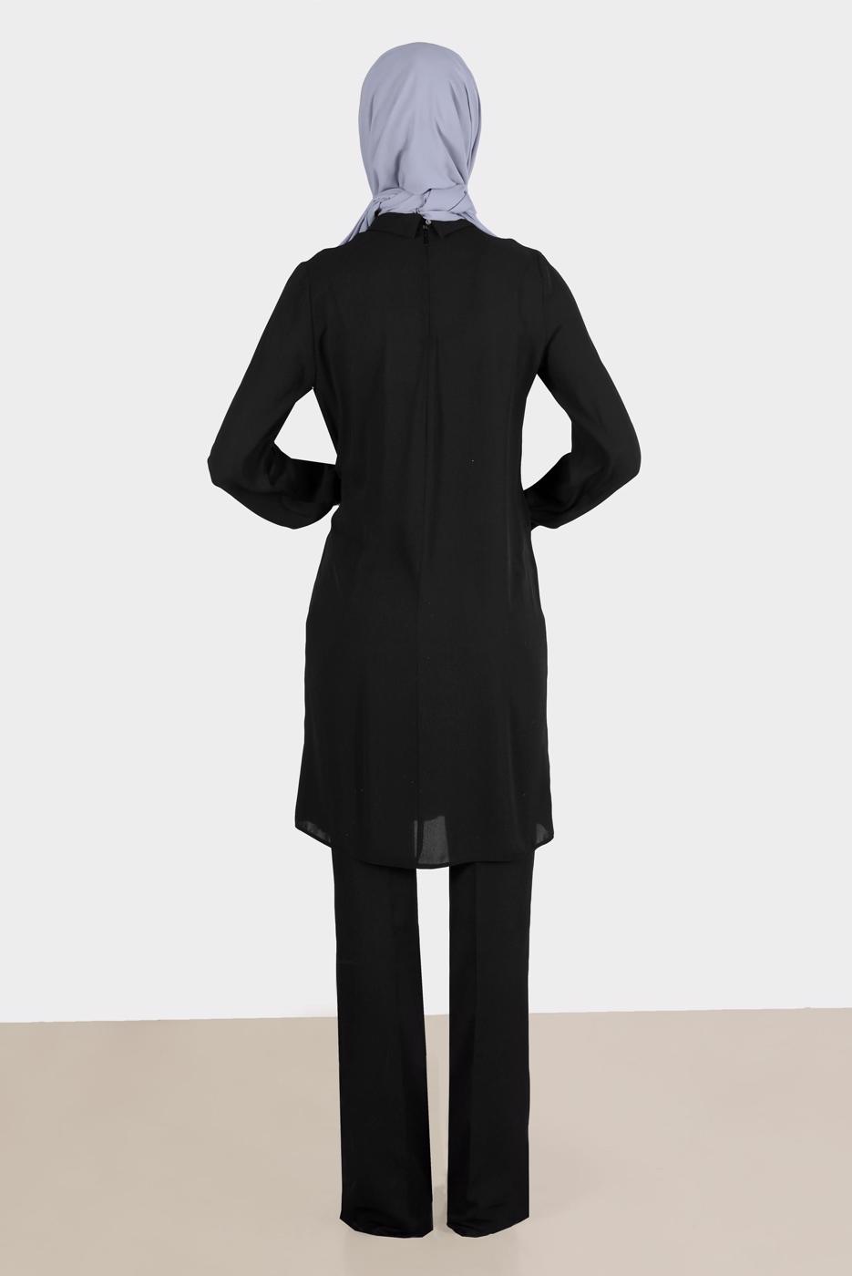 Tesettür giyim SİYAH ALVİNA İSPANYOL PAÇA PANTOLON T 70353