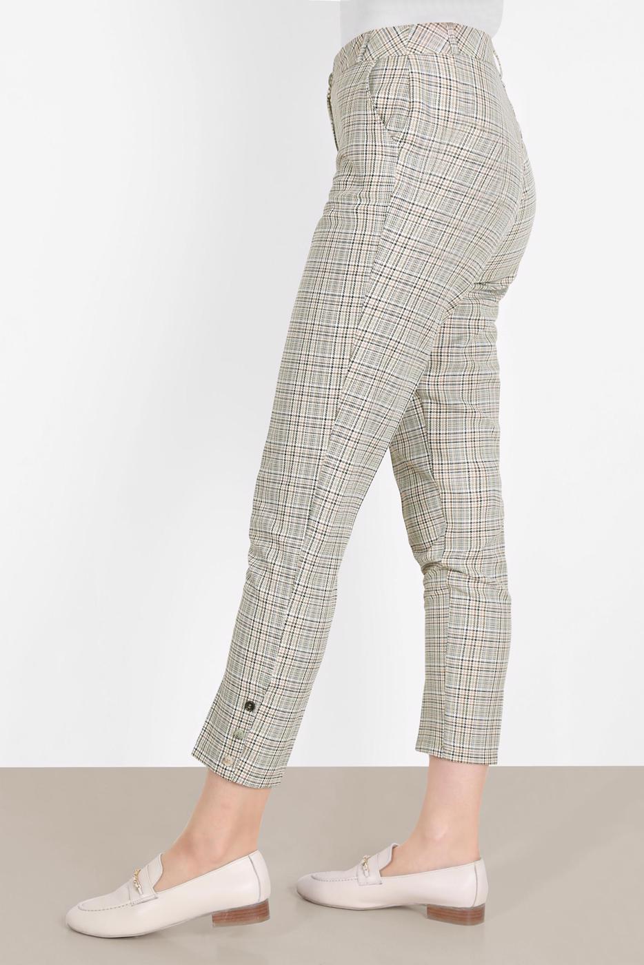 Tesettür giyim YEŞİL ALVİNA EKOSE DESENLİ PANTOLON T 70361