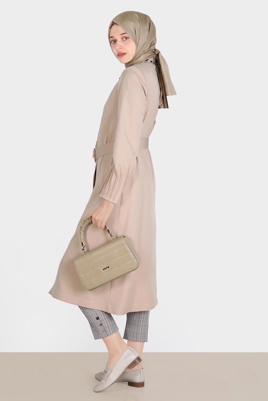 Tesettür giyim TURUNCU ALVİNA EKOSE DESENLİ PANTOLON T 70361