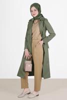 Tesettür giyim KAHVE ALVİNA PİLE DETAYLI PANTOLON T 70363