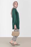 Tesettür giyim YEŞİL ALVİNA EKOSE DESENLİ PANTOLON T 70368