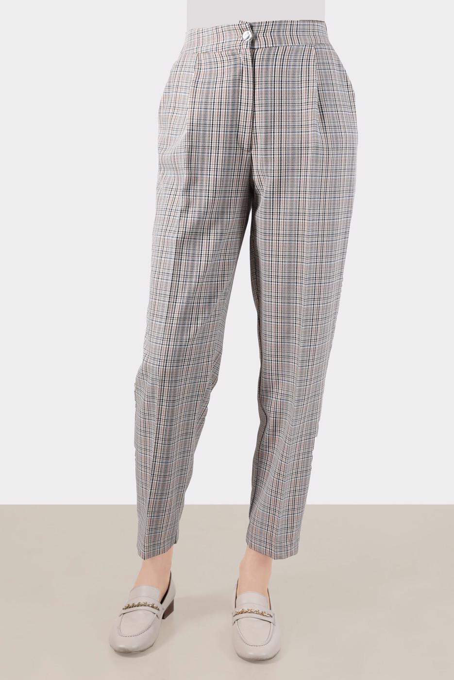 Tesettür giyim TURUNCU ALVİNA EKOSE DESENLİ PANTOLON T 70368