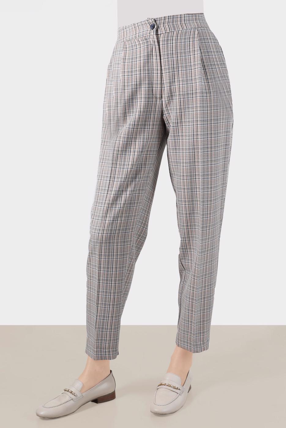 Tesettür giyim TURUNCU ALVİNA EKOSE DESENLİ PANTOLON T 70368