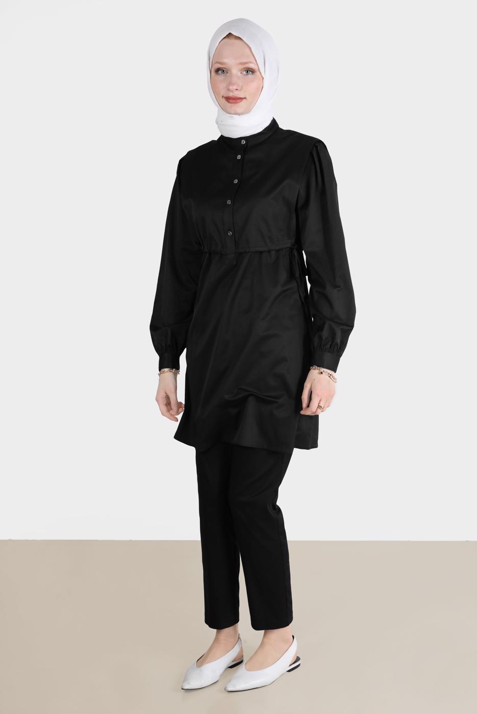 Tesettür giyim SİYAH ALVİNA BORU PAÇA PANTOLON T 70370
