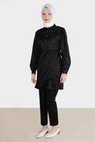 Tesettür giyim SİYAH ALVİNA BORU PAÇA PANTOLON T 70370