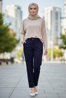 Tesettür giyim LACİVERT ALVİNA BORU PAÇA PANTOLON T 70370