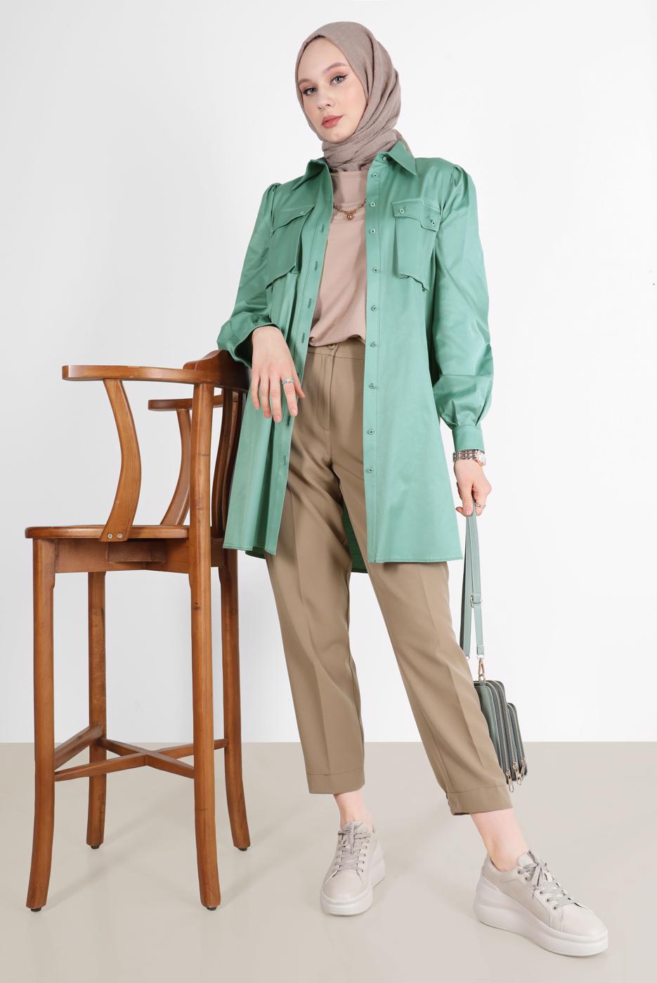 Tesettür giyim KAHVE ALVİNA HAVUÇ KESİM PANTOLON T 70373