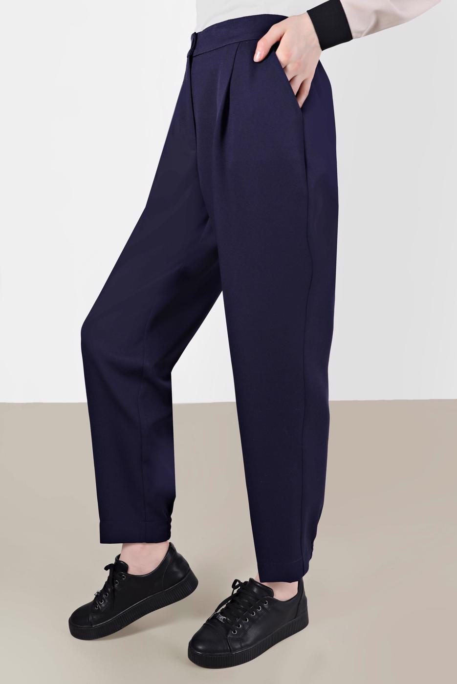 Tesettür giyim LACİVERT ALVİNA HAVUÇ KESİM PANTOLON T 70373