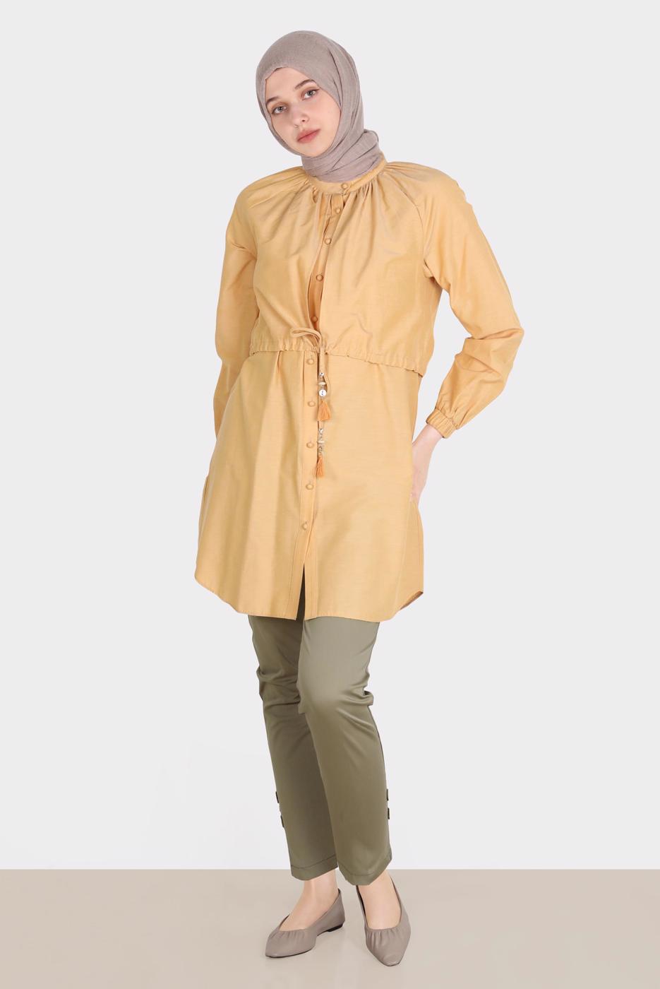 Tesettür giyim HAKİ ALVİNA YÜKSEK BEL PANTOLON T 70387