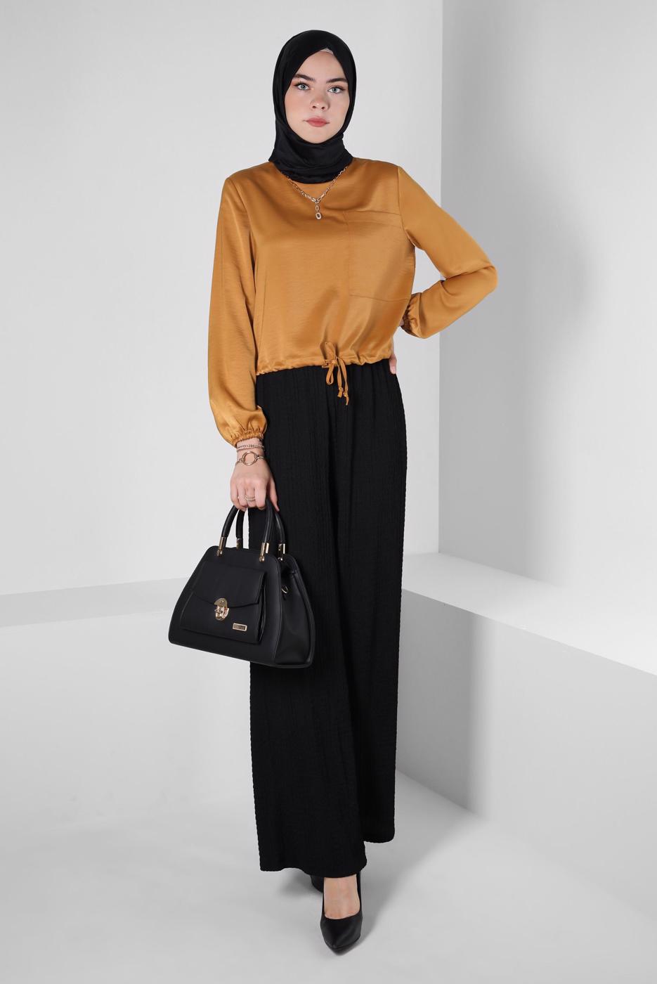 Tesettür giyim SİYAH ALVİNA YÜKSEK BEL PANTOLON T 70402