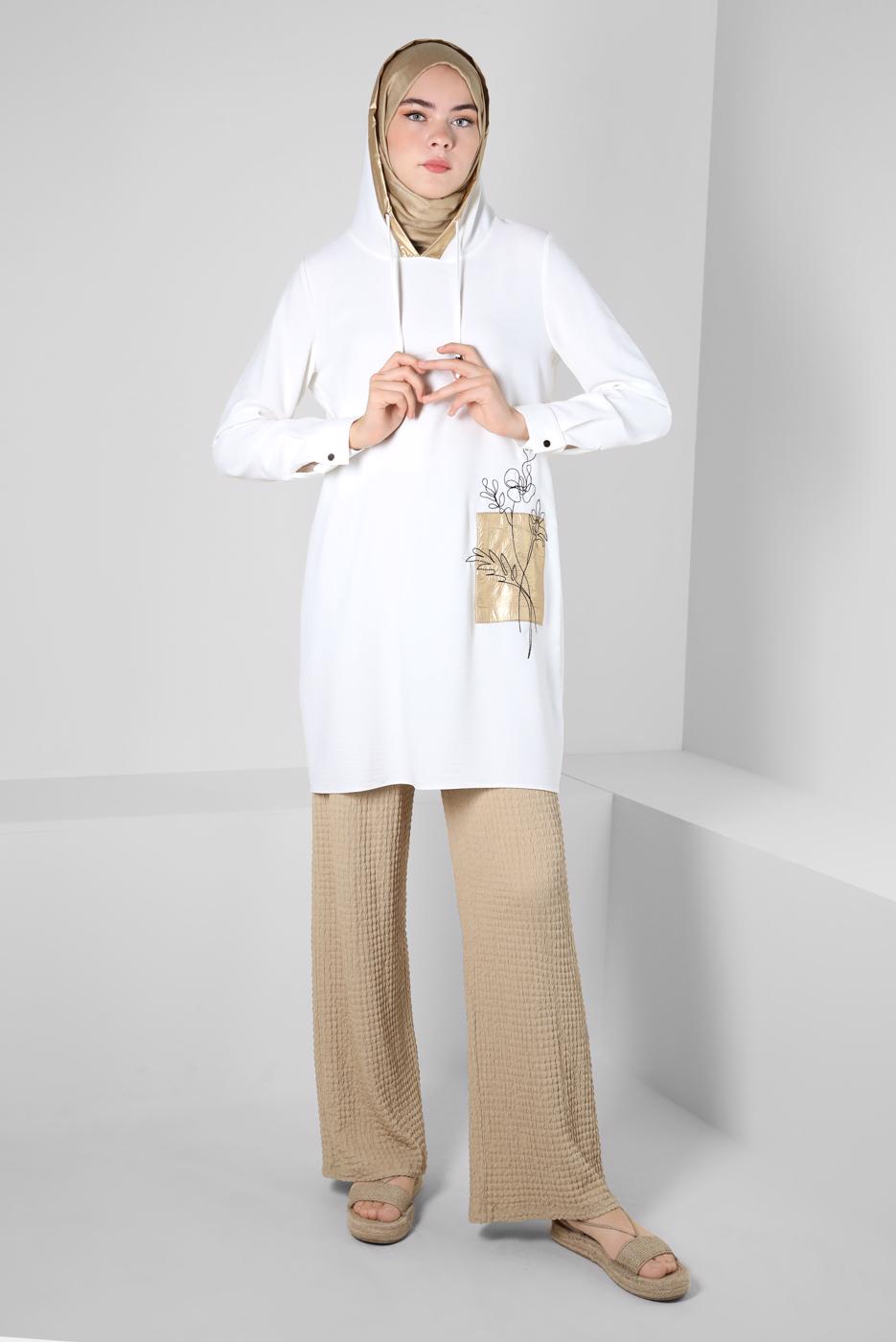 Tesettür giyim KAHVE ALVİNA YÜKSEK BEL PANTOLON T 70402