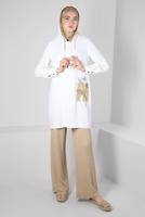 Tesettür giyim KAHVE ALVİNA YÜKSEK BEL PANTOLON T 70402