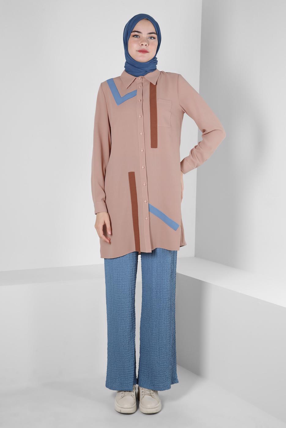 Tesettür giyim LACİVERT ALVİNA YÜKSEK BEL PANTOLON T 70402