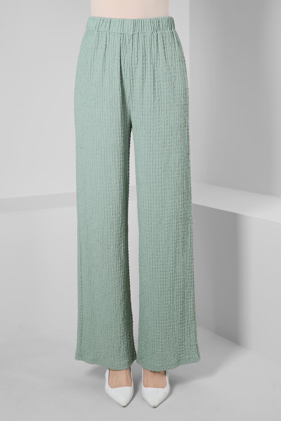 Tesettür giyim YEŞİL ALVİNA YÜKSEK BEL PANTOLON T 70402