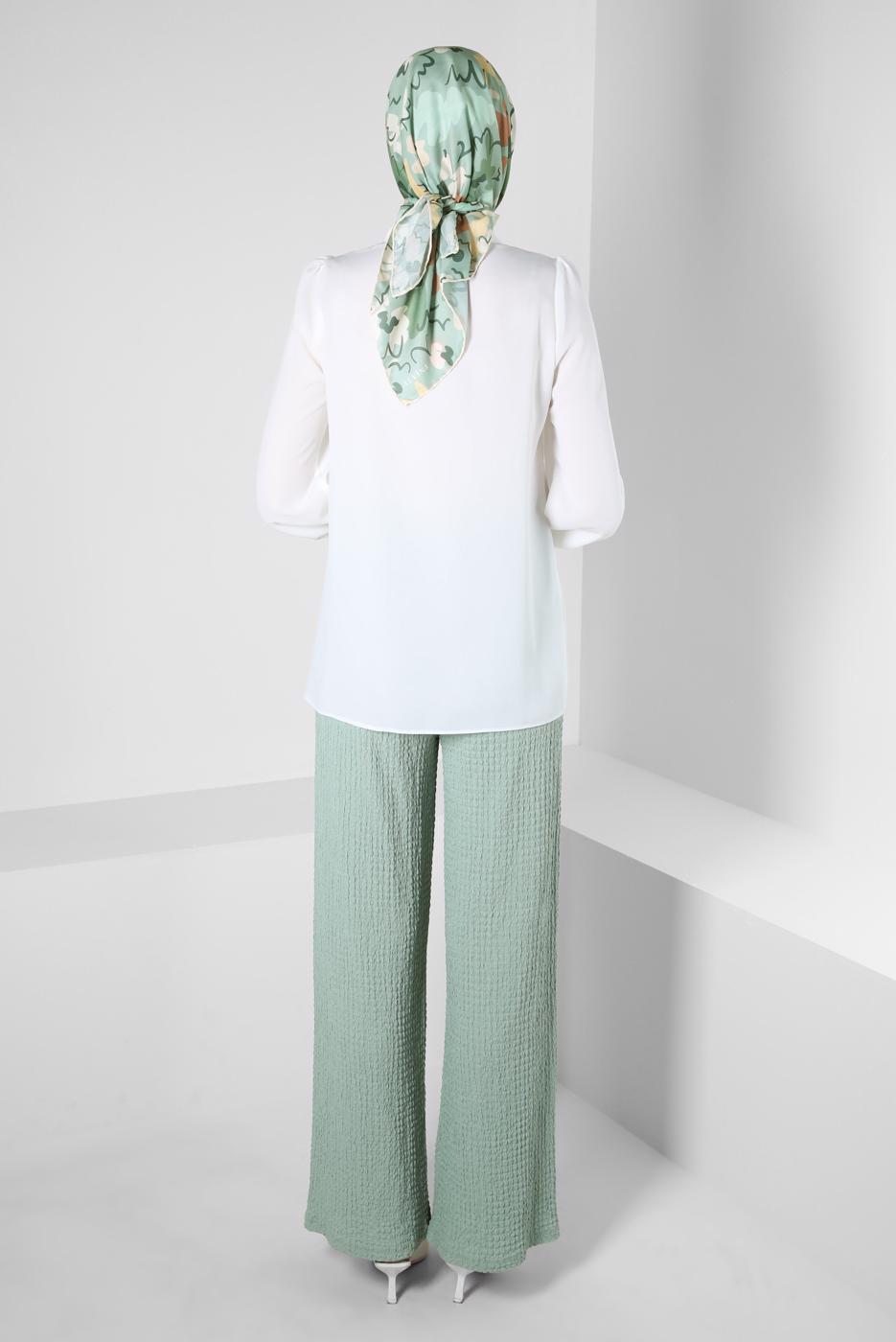 Tesettür giyim YEŞİL ALVİNA YÜKSEK BEL PANTOLON T 70402