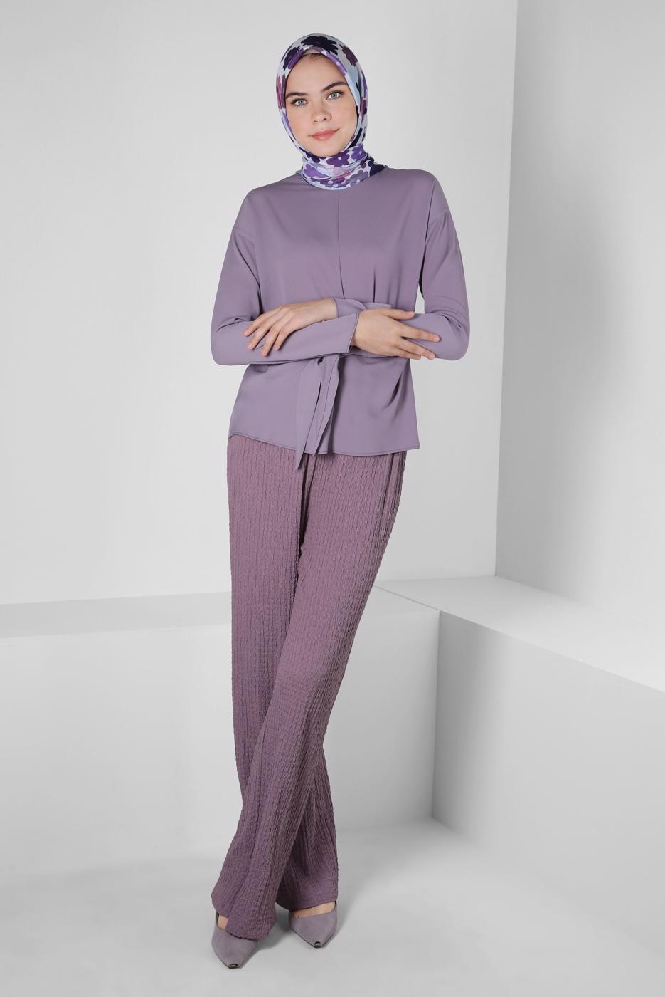 Tesettür giyim MOR ALVİNA YÜKSEK BEL PANTOLON T 70402