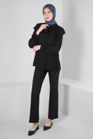 Tesettür giyim SİYAH ALVİNA İSPANYOL PAÇA PANTOLON T 70405