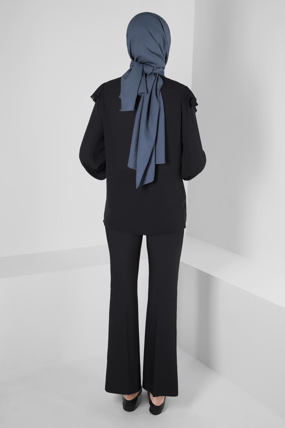 Tesettür giyim SİYAH ALVİNA İSPANYOL PAÇA PANTOLON T 70405