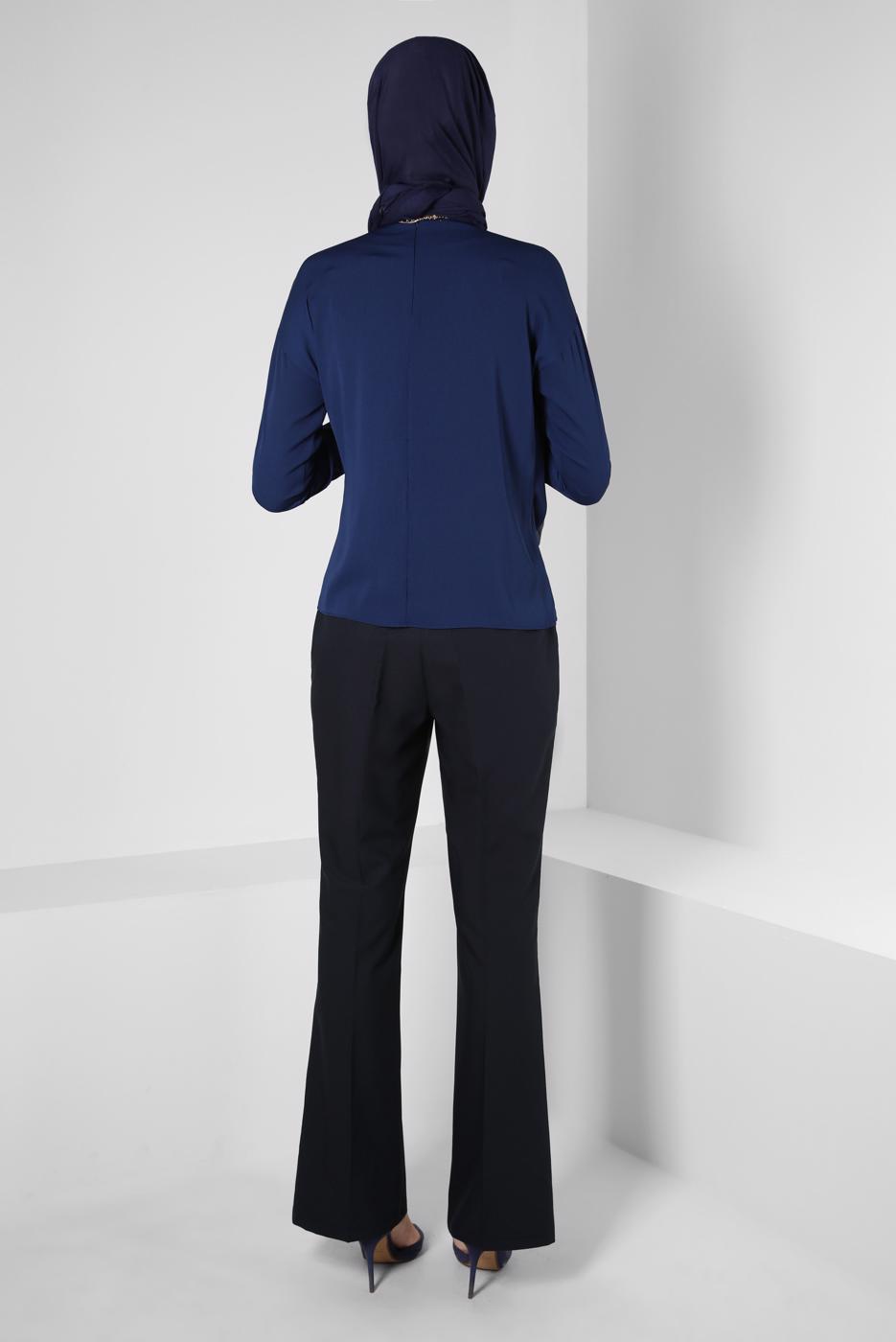 Tesettür giyim LACİVERT ALVİNA İSPANYOL PAÇA PANTOLON T 70405