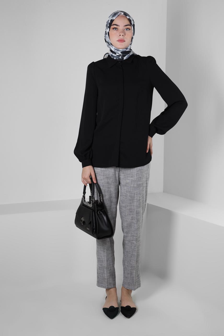 Tesettür giyim SİYAH ALVİNA DAR PAÇA PANTOLON T 70406