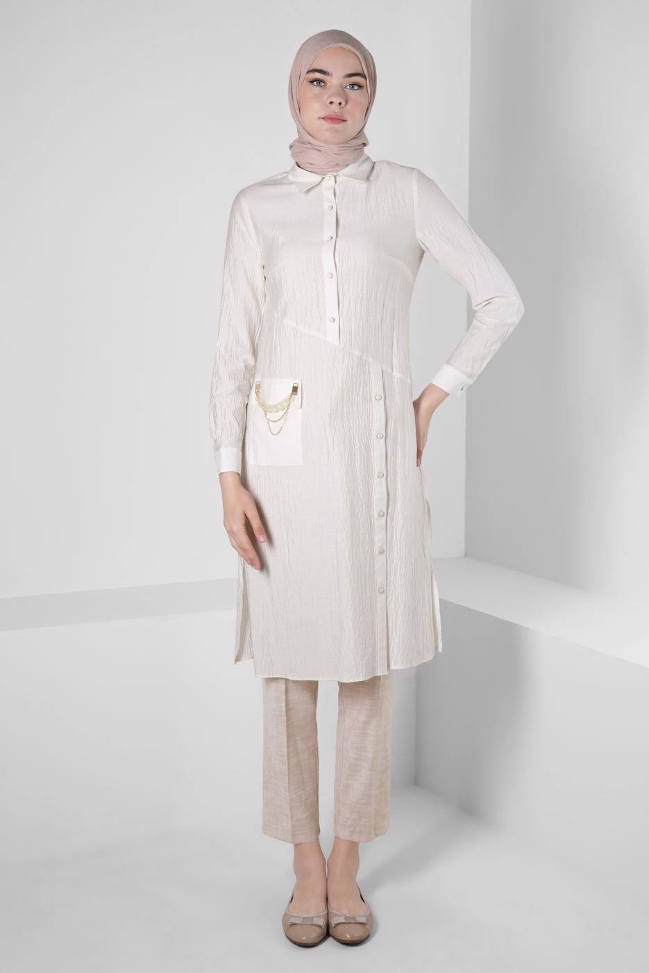 Tesettür giyim KAHVE ALVİNA DAR PAÇA PANTOLON T 70406