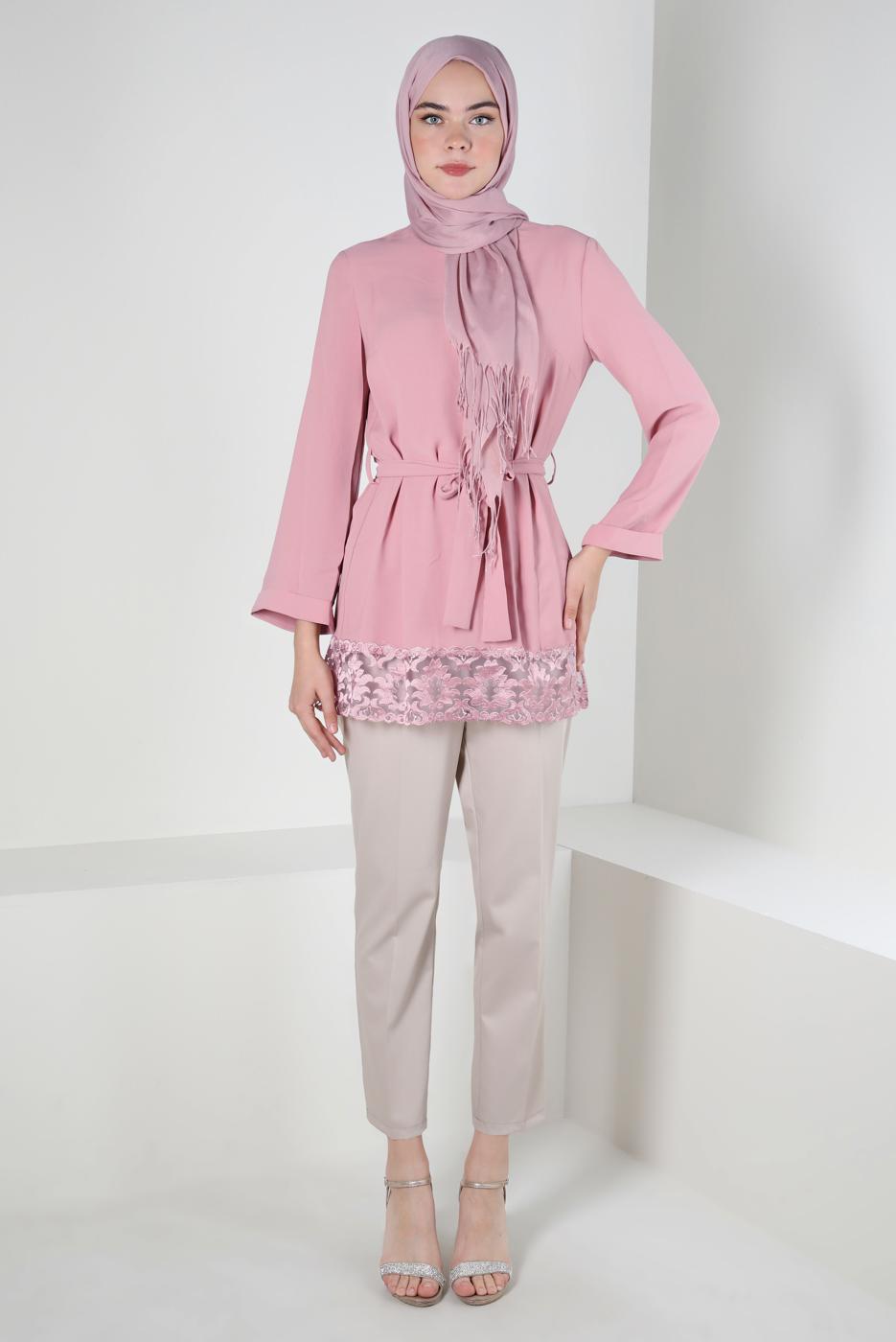 Tesettür giyim BEJ ALVİNA DAR PAÇA PANTOLON T 70407