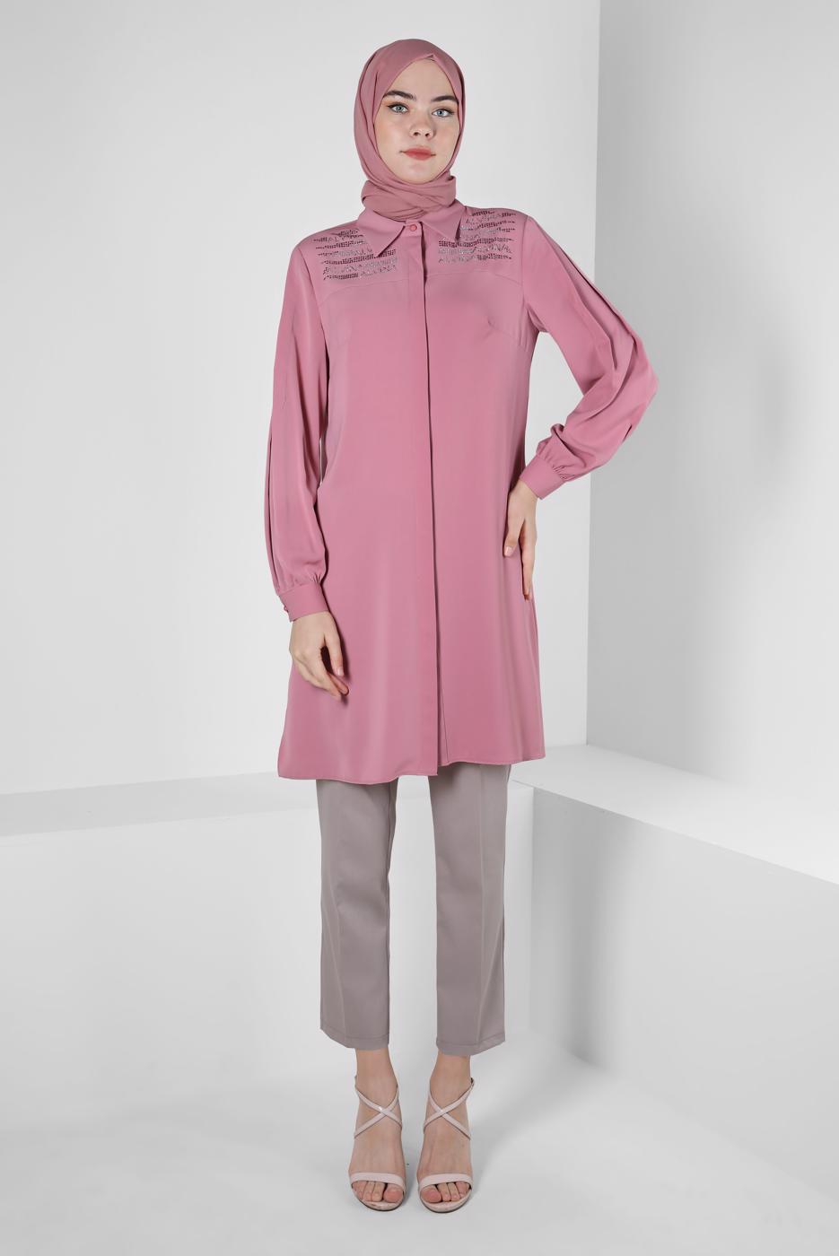 Tesettür giyim VİZON ALVİNA DAR PAÇA PANTOLON T 70407