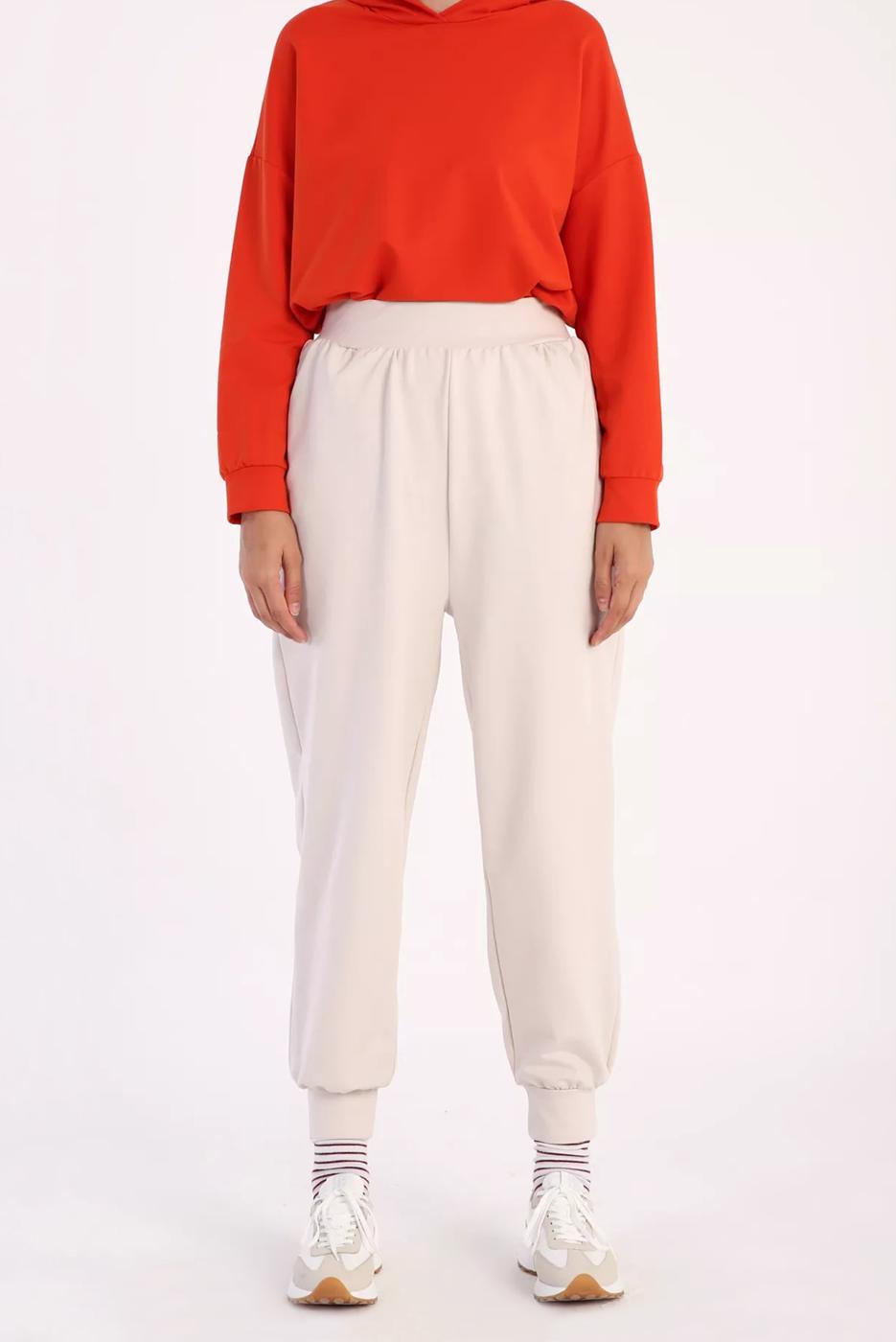 Tesettür giyim BEJ PAÇASI LASTİKLİ PANTOLON 88007 