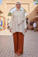 Tesettür giyim KAHVE PİLİSELİ PANTOLON 9210 