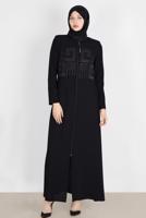 Hijab clothing BLACK ALVINA GEM DETAILED TOPCOAT T 10523