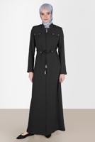 Hijab clothing BLACK ALVINA ZIPPERED TOPCOAT T 10545