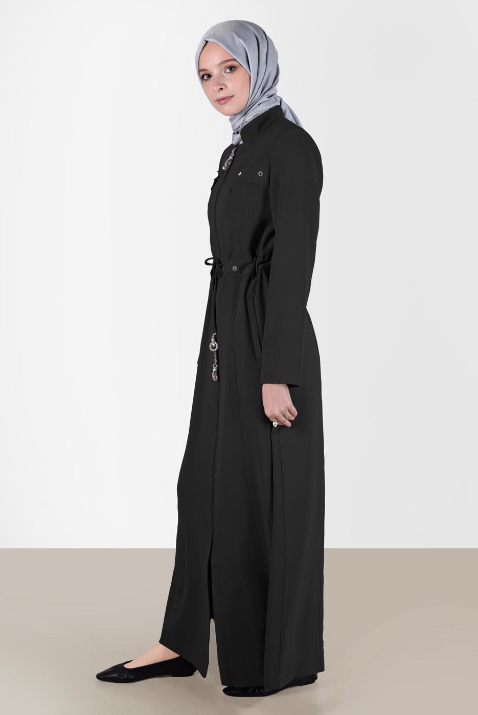 Hijab clothing BLACK ALVINA ZIPPERED TOPCOAT T 10545