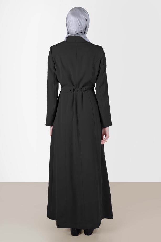 Hijab clothing BLACK ALVINA ZIPPERED TOPCOAT T 10545 - TRENDTESETTÜR