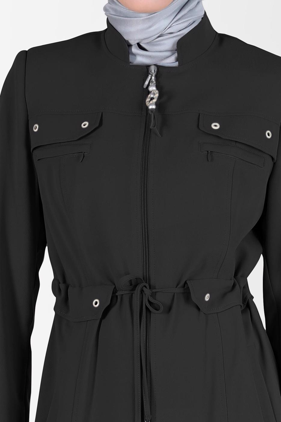 Hijab clothing BLACK ALVINA ZIPPERED TOPCOAT T 10545