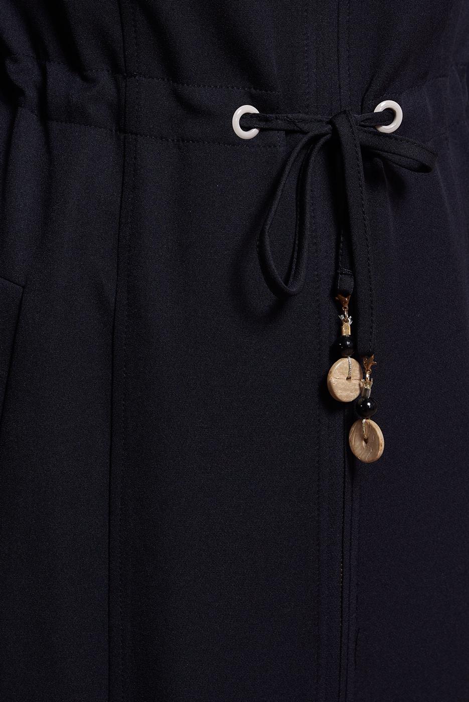 Hijab clothing BLACK ALVINA SMOCKING WAIST TOPCOAT T 10553