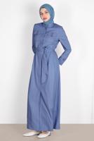 Hijab clothing NAVY BLUE ALVINA BELTED TOPCOAT T 10571