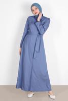 Hijab clothing NAVY BLUE ALVINA BELTED TOPCOAT T 10571