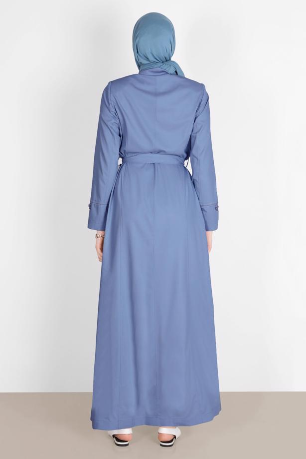 Hijab clothing NAVY BLUE ALVINA BELTED TOPCOAT T 10571 - TRENDTESETTÜR