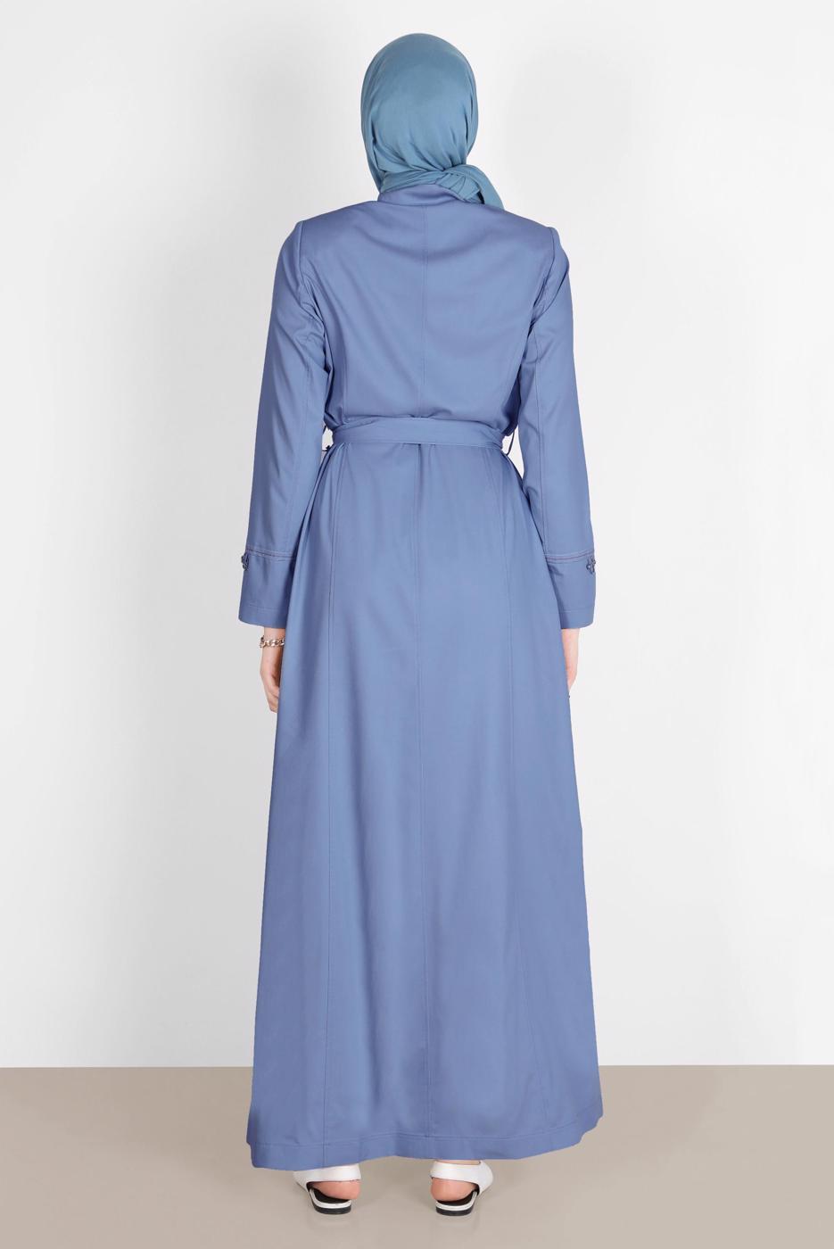 Hijab clothing NAVY BLUE ALVINA BELTED TOPCOAT T 10571