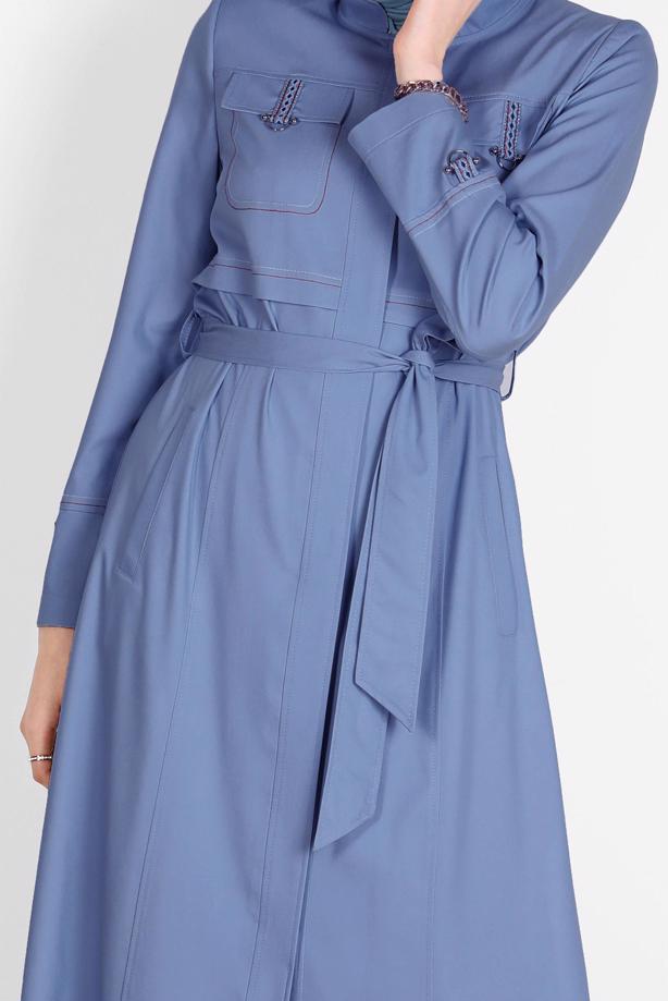 Hijab clothing NAVY BLUE ALVINA BELTED TOPCOAT T 10571 - TRENDTESETTÜR