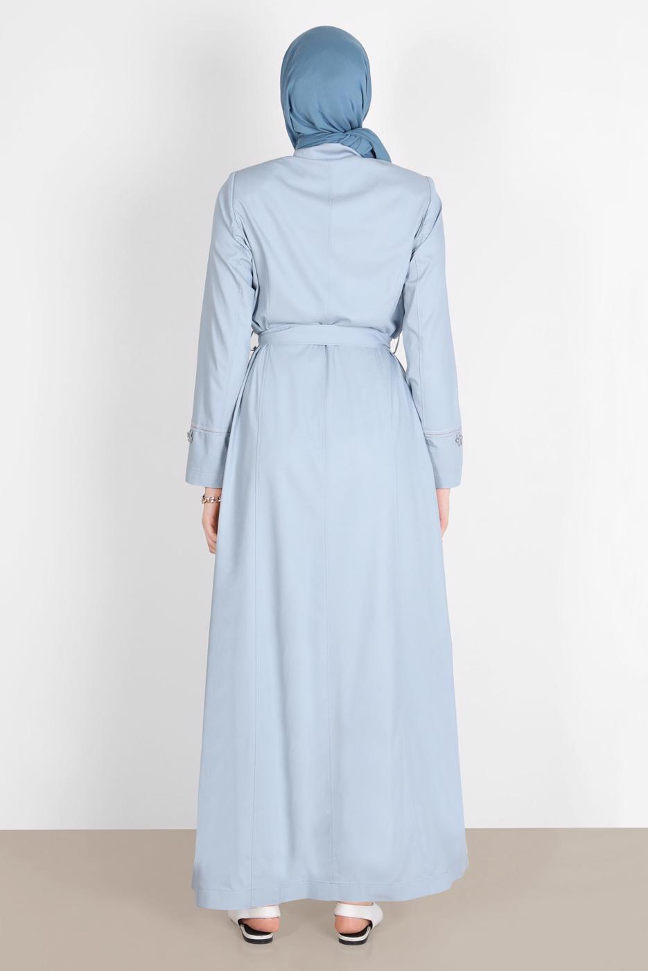 Hijab clothing BLUE ALVINA BELTED TOPCOAT T 10571