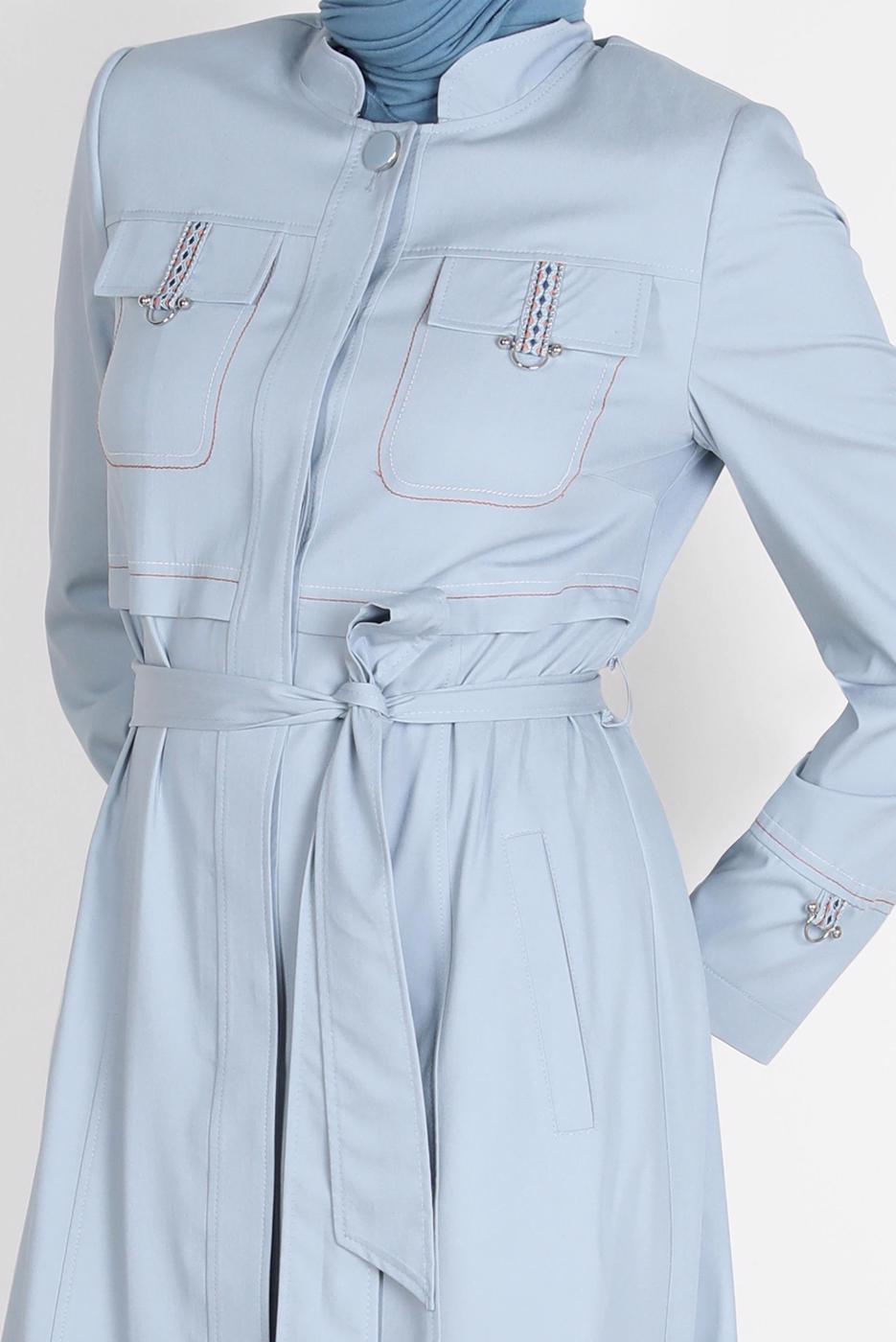 Hijab clothing BLUE ALVINA BELTED TOPCOAT T 10571