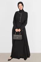 Hijab clothing BLACK ALVINA EMBROIDERED TOPCOAT T 10580