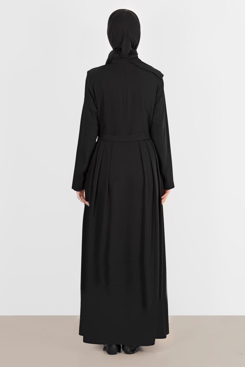 Hijab clothing BLACK ALVINA EMBROIDERED TOPCOAT T 10580