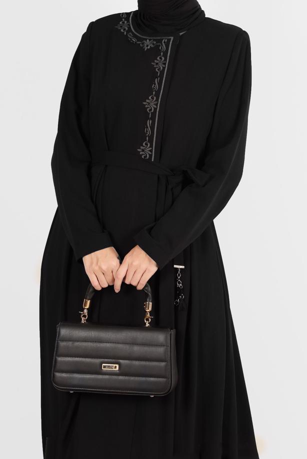 Hijab clothing BLACK ALVINA EMBROIDERED TOPCOAT T 10580 - TRENDTESETTÜR