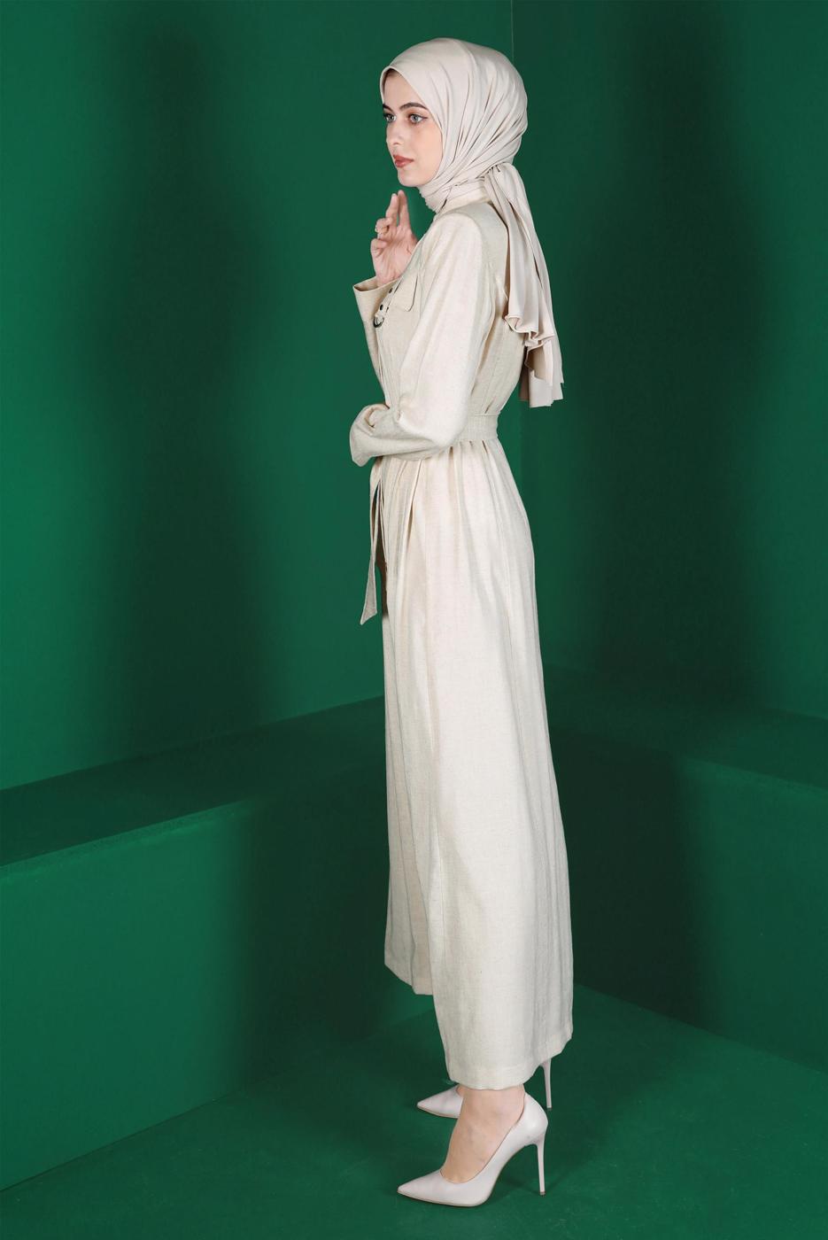 Hijab clothing BEIGE ALVINA BELTED TOPCOAT T 10589