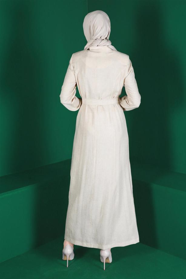 Hijab clothing BEIGE ALVINA BELTED TOPCOAT T 10589 - TRENDTESETTÜR